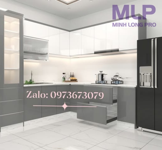 Tủ bếp trên inox cửa Acrylich