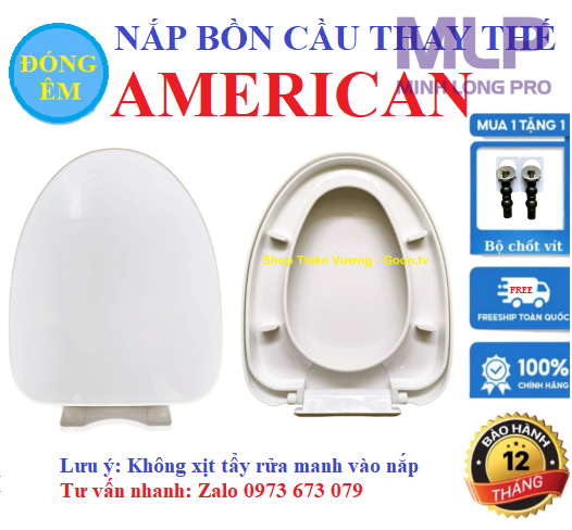 Nắp Bồn Cầu American, Đóng Êm Mã  Trong Ảnh Sản Phẩm.