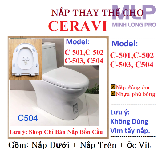 Nắp Bồn Cầu Khối Ceravi  FREE SHIP