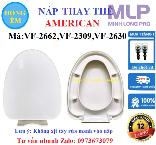 Nắp Bồn Cầu American, Đóng Êm Mã  Trong Ảnh Sản Phẩm.