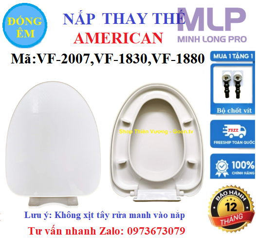 Nắp Bồn Cầu American, Đóng Êm Mã  Trong Ảnh Sản Phẩm.