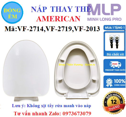Nắp Bồn Cầu American, Đóng Êm Mã  Trong Ảnh Sản Phẩm.