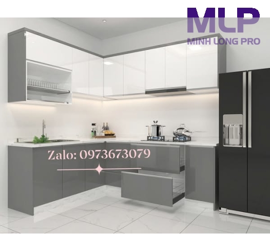 Tủ bếp trên inox cửa Acrylich